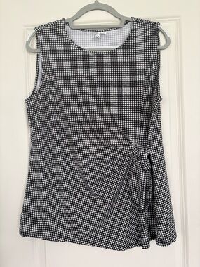 Elle Black & White Gingham Tie Detail Top